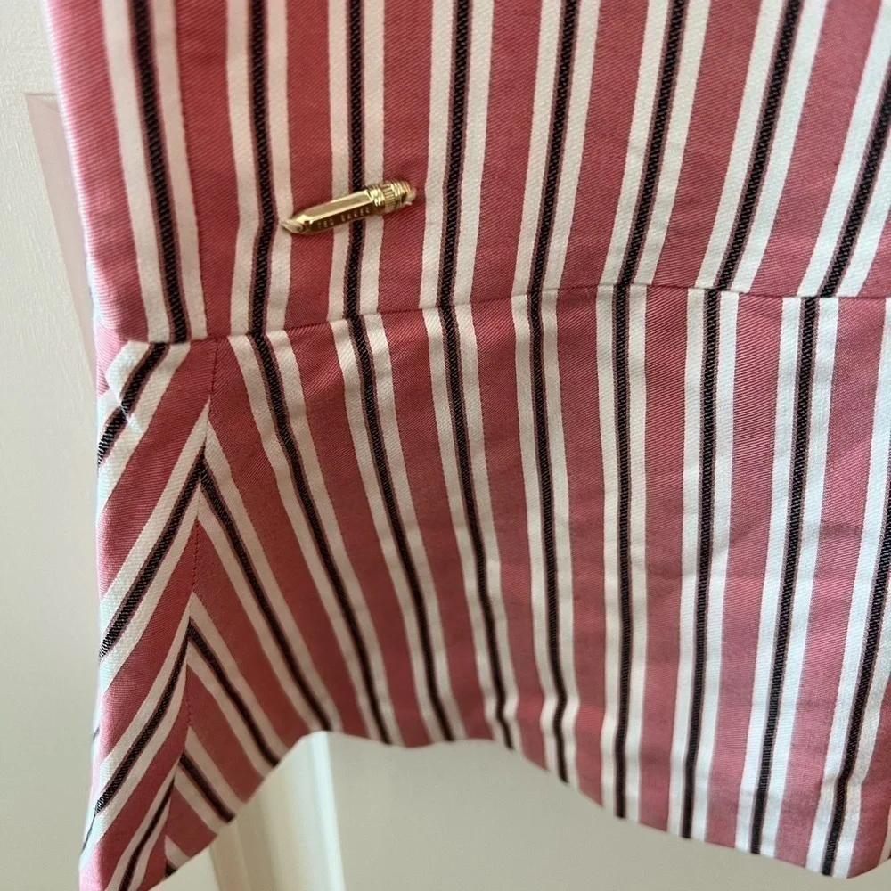 Ted Baker Corn Layered Striped Ruffle Hem Midi Pencil Skirt NWT